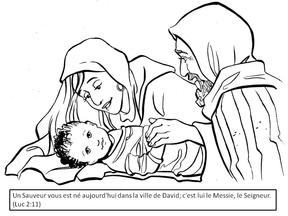 versets bibliques enfants Noël coloriage