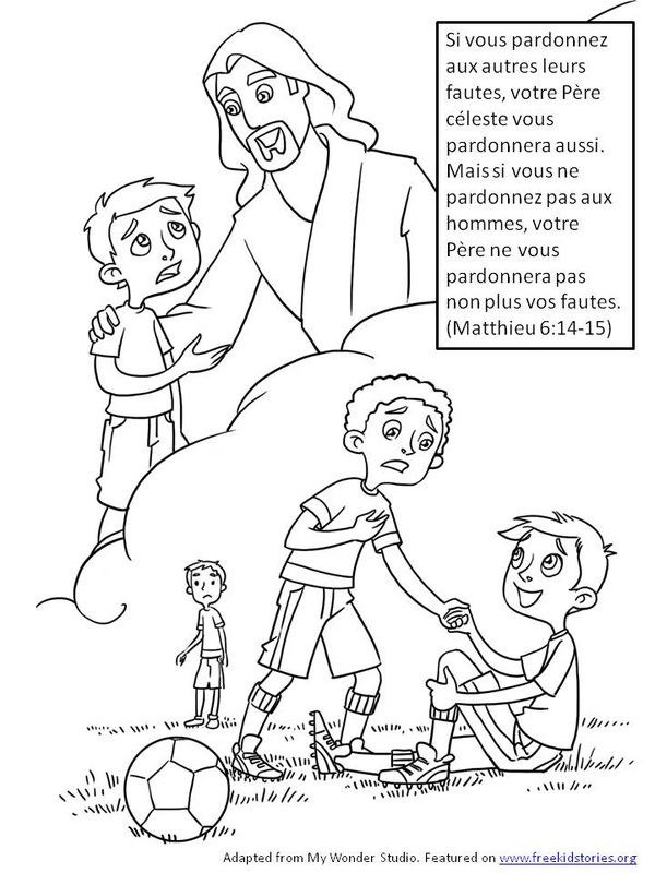 Versets Bibliques pour les enfants: le pardon coloriage 3