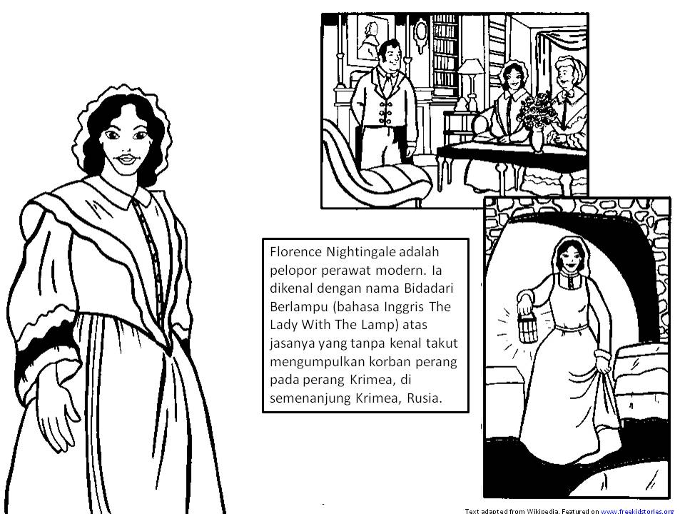 Florence Nightingale halaman mewarnai anak