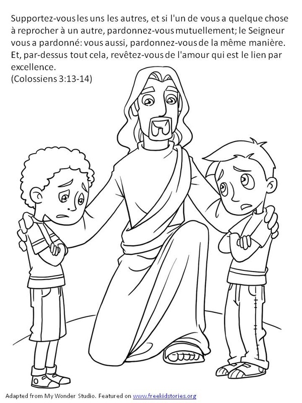 Versets Bibliques pour les enfants: le pardon coloriage 2