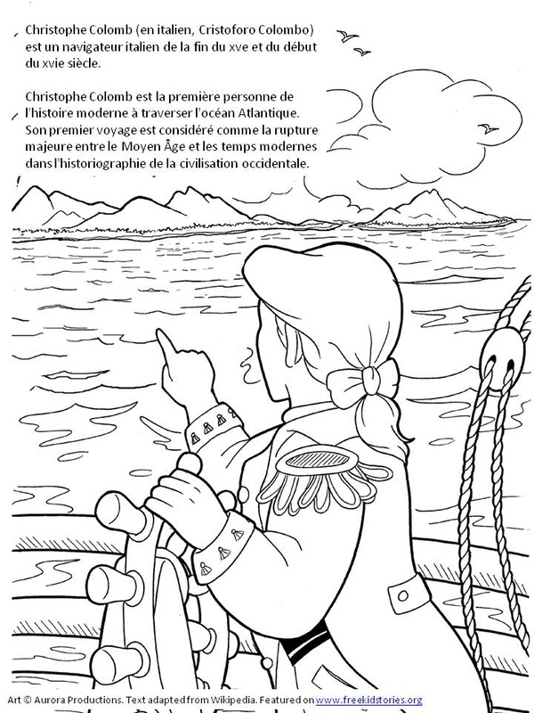 Christophe Colomb heros histoire enfants coloriage