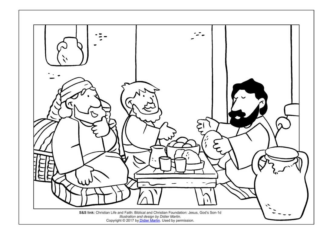 Jésus à Emmaüs coloriage pour enfants