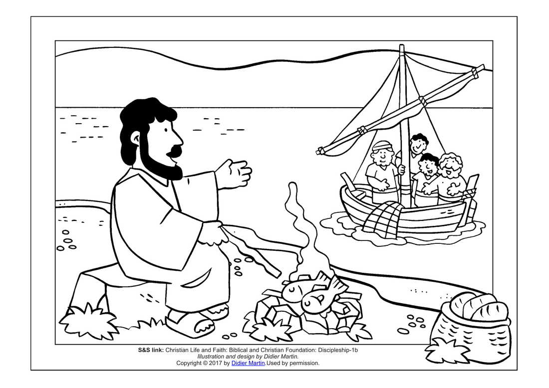 Jésus et ses disciples coloriage enfants