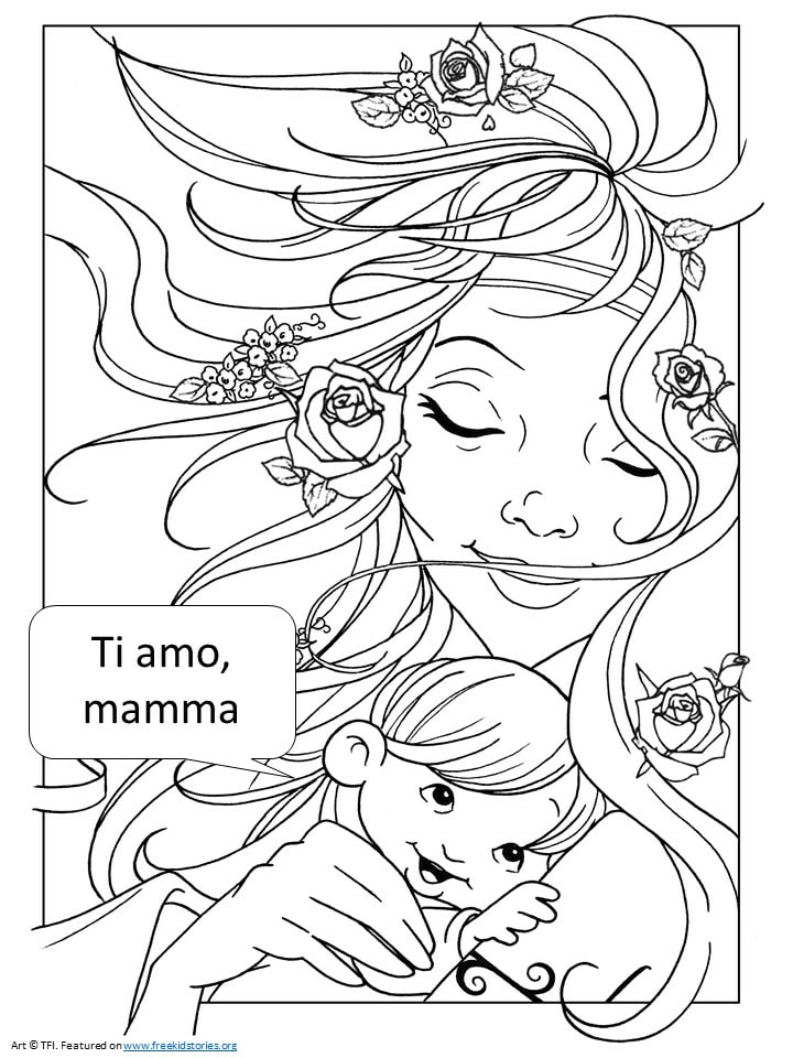 Festa della mamma: pagine da colorare per i bambini più grandi 2