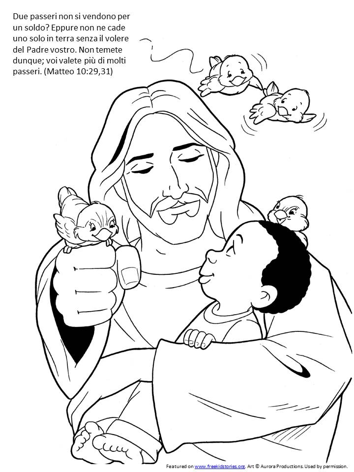 Il passero: pagine da colorare bibbia bambini